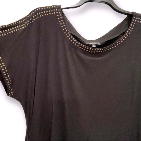NWT Premise Studio Size 2X Black Cap Sleeve Top Decorative Studs & Ruching - Picture 1 of 5